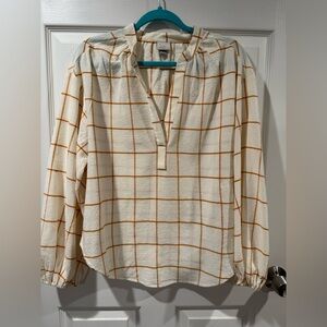 a new day Cream and Tan Grid Blouse